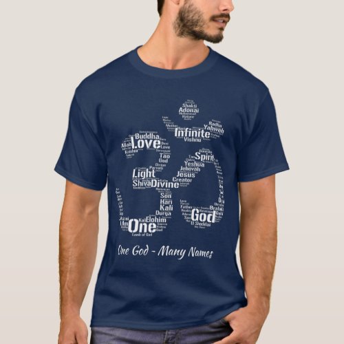 Names of God  in Om Symbol Yoga Inspired Aum T-Shirt