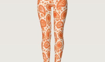 Paisley pattern orange elegant yoga pants