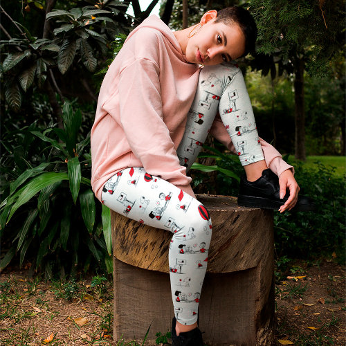 PEANUTS | Red & Black Pattern Leggings