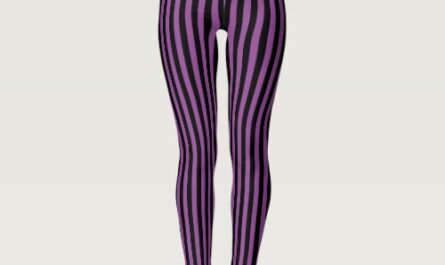 Purple Black Vertical Stripe Halloween Leggings