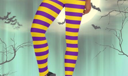Purple & Yellow Striped Costume Leggings