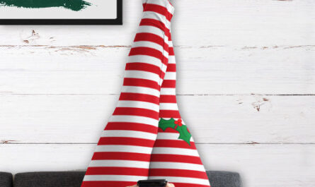Red Stripes Candy Cane Holly Festive Christmas Leggings