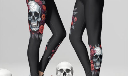 Skull with Roses Gothic Halloween Leggings