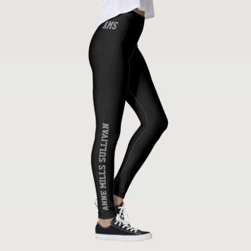 stylish black legging with full name & initials,
