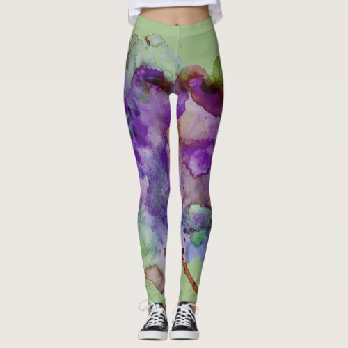 Unique, Crazy Green & Purple Paint Splatter Leggings