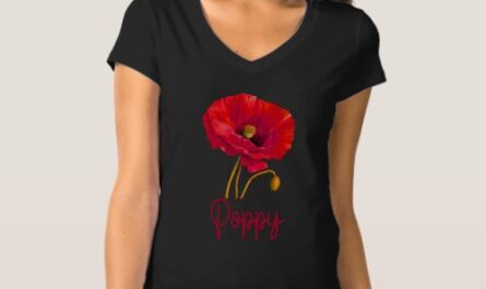 Womens Red Poppy Flower T-Shirt