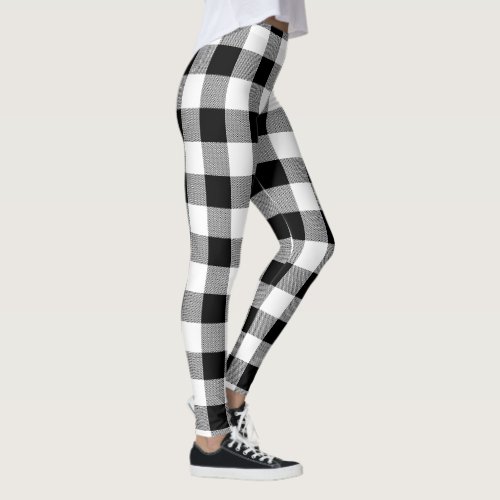 Black Buffalo Plaid Pattern Christmas Leggings