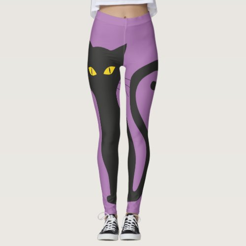 BLACK CAT & PINK YOGA PANTS leggings