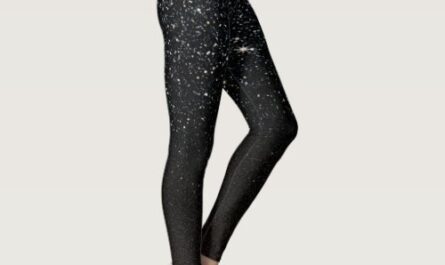 Black Sparkle Faux Glitter Night Sky Leggings