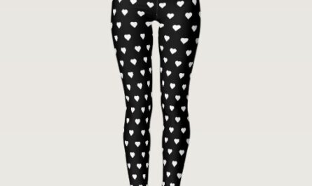Black White Hearts Pattern Fashion Yoga Workout Leggings