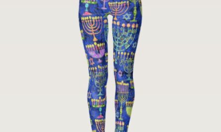 Chic Blue Gold Menorah Star of David Hanukkah Leggings