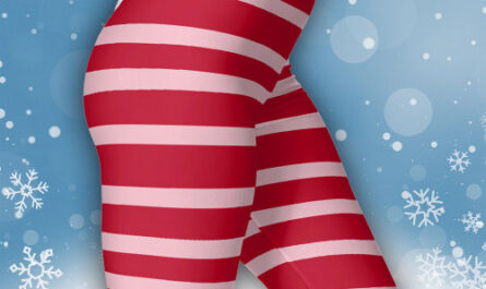 Christmas Novelty Pink Red Hand Drawn Stripe Funny Leggings