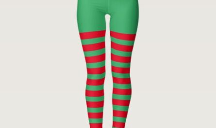Cute red and green stripes Christmas elf costume Leggings