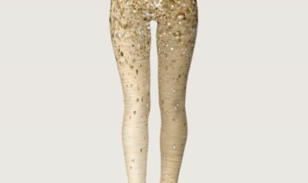 Faux Gold Brushed Metal Glitter Print Leggings