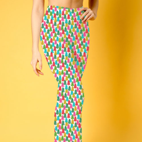 Fun Colorful Christmas Trees Pattern Leggings