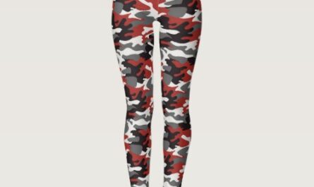 Gray, Red, Black & White Camouflage Leggings