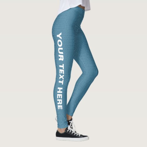 Add Image Text Name Modern Elegant Womens Blue Leggings