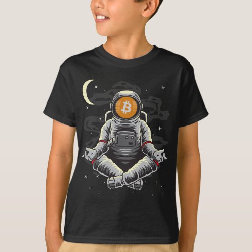 Astronaut Yoga BitCoin BTC Coin To The Moon Crypto T-Shirt