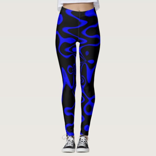 Blue and Black Swirled Leggings