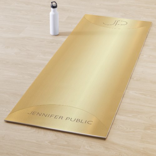 Custom Elegant Faux Gold Monogram Trendy Fitness Yoga Mat