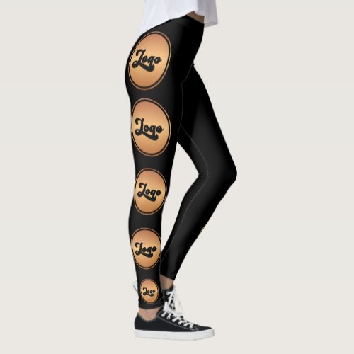 Custom Gold & Black Business Logo Stylish Minimal Leggings