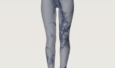 Dark Blue and Gray Marble Texture Leggings