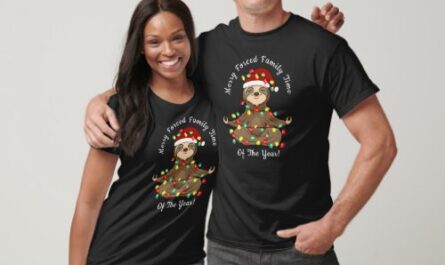 Funny Meditating Sloth Wrapped In Christmas Lights T-Shirt