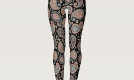 Paisley Black teal elegant yoga pants