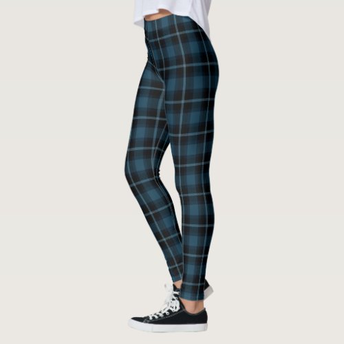 Plaid Navy Blue Tartan Pattern Leggings