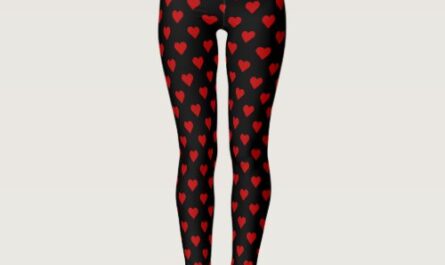 Red Hearts Pattern Love Black Fashion Yoga Workout Leggings