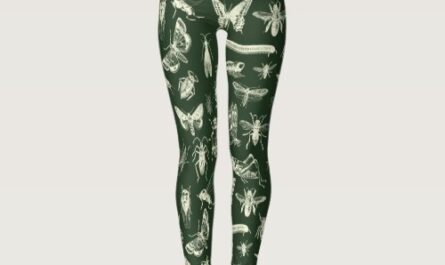 Scientific Antique Bugs Insects Cream and Green Leggings