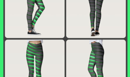 Vibrant Green and Black Stripes Leggings
