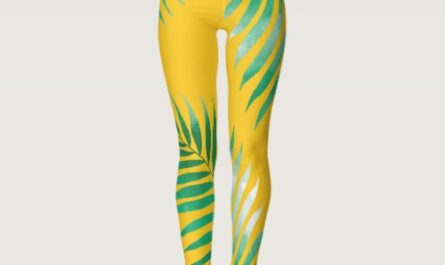 Yellow With Eucalyptus Leaf Print For Spring  Leggings