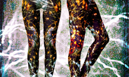 Abstract Orange White Splatters on Black Galaxy Leggings
