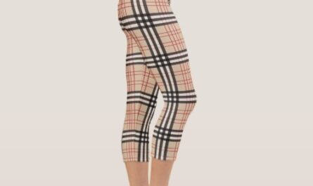 Beige Plaid Tartan Checkered Modern Trendy Pattern Capri Leggings