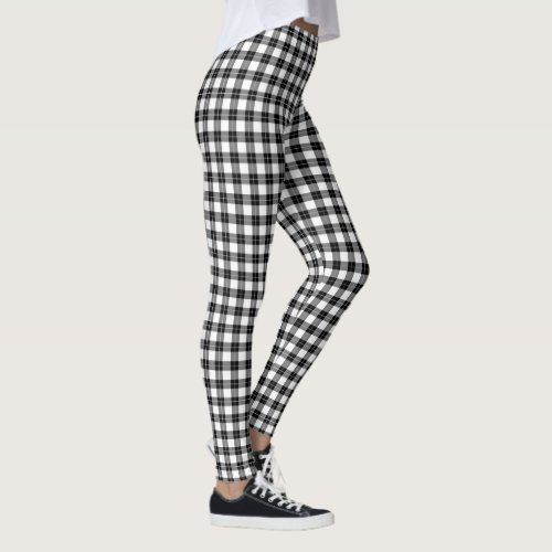 Classic Black White Plaid Pattern Leggings