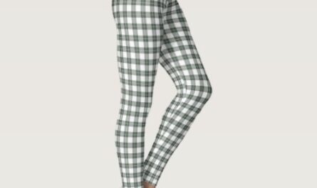 Classic Dark Green and White Plaid Pattern Leggings