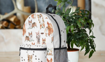Cute Watercolor Corgi Dog Pattern Monogram Printed Backpack