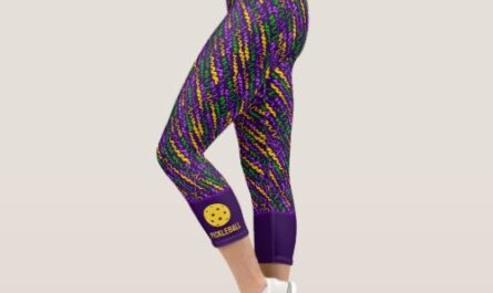 Festive Mardi Gras Streamers Fun Custom Pickleball Capri Leggings