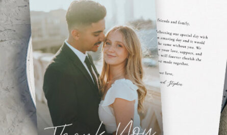 Modern Script Simple Photo Wedding Thank You Card