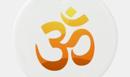 Om Mantra Zen Yoga Symbol Gold Sun Asana Relax Ceramic Ornament