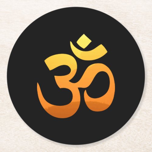 Yoga Om Mantra Symbol Meditation Asana Relax Round Paper Coaster