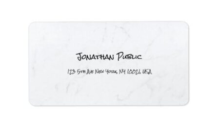Creative Simple White Marble Plain Modern Address Label