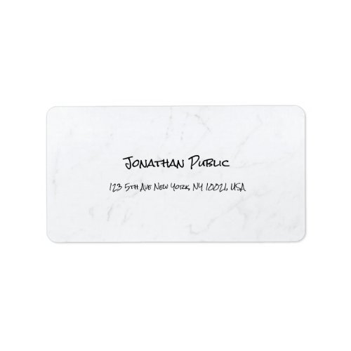 Creative Simple White Marble Plain Modern Address Label