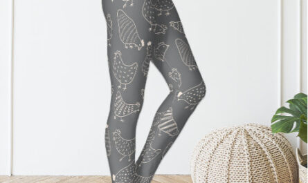 Cute Fun Grey White Chicken Silhouette Leggings