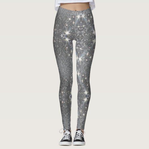 Silver Glitter Effect Dance Stretch Pants – Pant