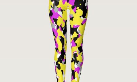 Yellow Pink Black Grey Camouflage Camo Pattern Leggings