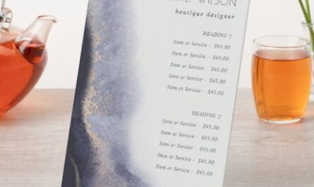 Abstract Navy Gold Watercolor Service Price Pedestal Sign
