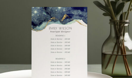 Alcohol Ink Silver Navy Blue Glitter Service Price Pedestal Sign