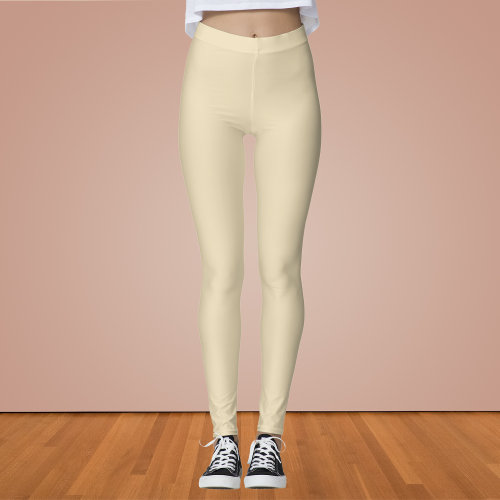 Dutch White Solid Color Leggings